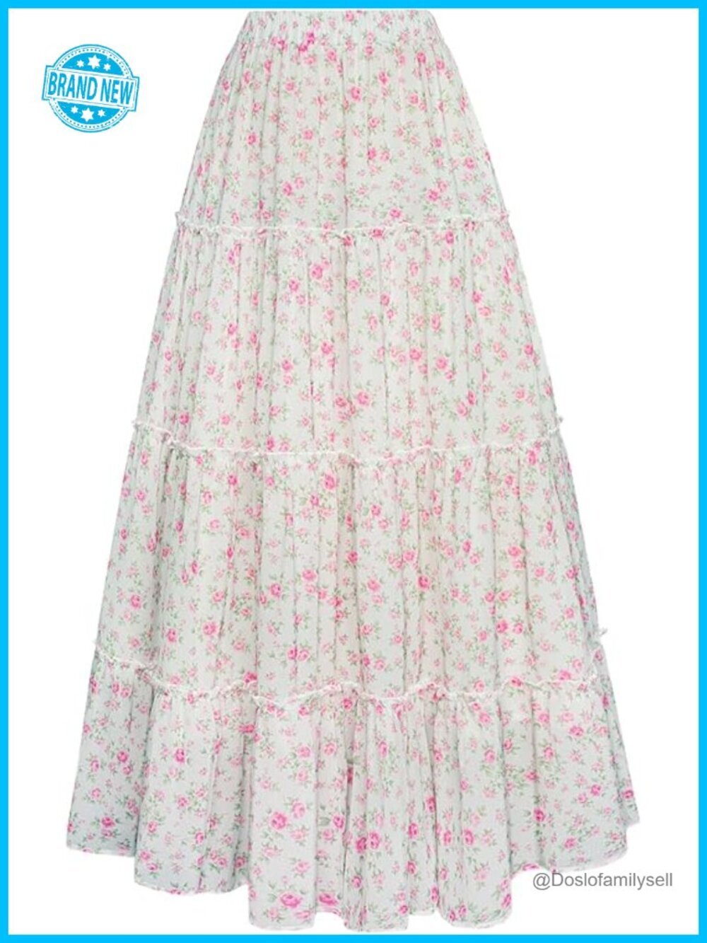 Floral Maxi Skirt with Pockets Tiered Boho Fairy Skirt